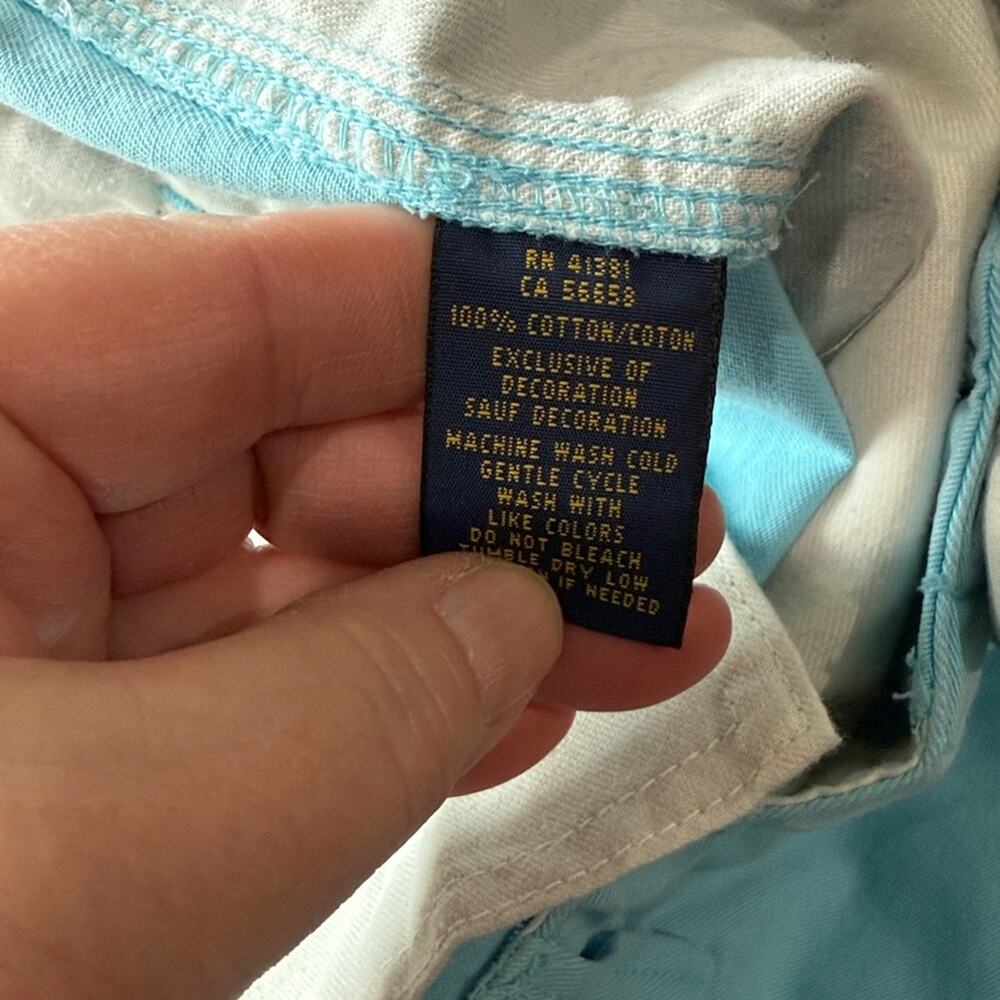 Polo Ralph Lauren Aqua Vintage Washed Chino Shorts 4.5" Size 14 - Picture 5 of 5